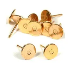 10 Earrings Posts Flat Beading Gold Filled Jewelry 6mm