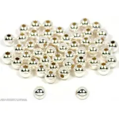 50 Ball Beads Silver Round Beading Stringing 3mm Parts