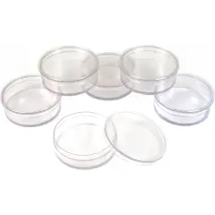 6 Round Gem Jars Beading Clear Storage Organizer 1.75"