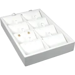 White Leather 8 Slot Pendant Display Tray Jewelry Case