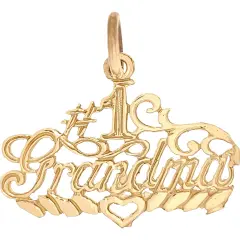 #1 Grandma Charm Diamond-Cut 14k Gold 13mm
