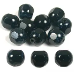 12 Picasso Beads Faceted Window Black Glass Beading