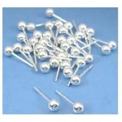 36 Ball Earrings Piercing Studs Sterling Silver Parts
