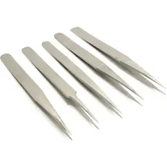 5 Jewelers Tweezers Beading Repair Tool Stainless Steel