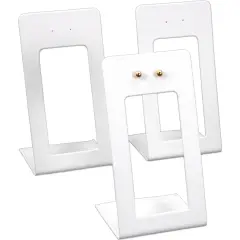 3 White Leather Earring Display Stands Jewelry 2 3/8"