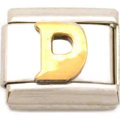 D Italian Charm Gold Plated Letter