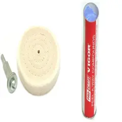 3" Cotton Buffing Wheel & Mandrel & 5oz Peel-A-Way Polishing Compound for Hard Plastics