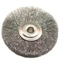 12 Crimped Brass Wire End Brush, 1" Diameter 3/32" Arbor Hole