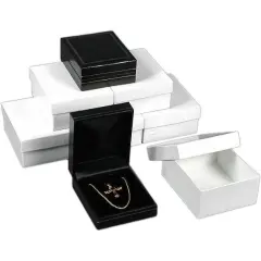 6 Pendant Earring Boxes Black Leather Gift Display Box