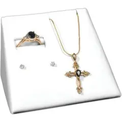 Ring Earring Pendant Display Combo White Leather