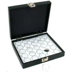 25 Gem Jars White Display Tray Gemstone Travel Case