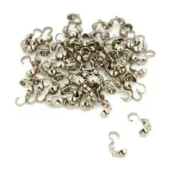 60 Bead Tips Clamshell Rhodium Plated Bead Stringing Parts