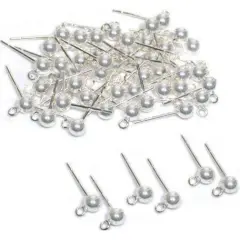 26 Ball Loop Earrings 4mm Round Sterling Silver Parts
