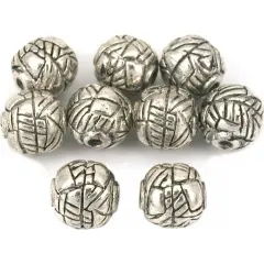 Round Bali Beads Antique Silver Plated 8mm Approx 8Pcs