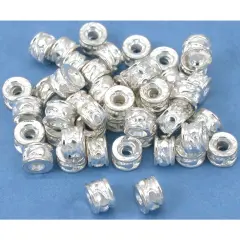 Bali Rondelle Spacer Beads Silver Plated 5mm Approx 40