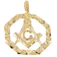 14K Gold Charm Masonic Freemason Pendant Jewelry Part