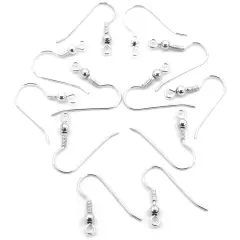 12 Fish Hook Sterling Silver Wire Wrap Ball Earring 22G