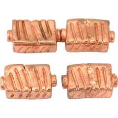 Fluted Rectangle Beads Copper Plated Bead 17mm Approx 4