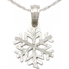 14K White Gold Snowflake Charm Jewelry 18" Chain