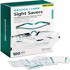 Bausch & Lomb 8576 Sight Savers Pre-Moistened Anti-Fog Tissues with Silicone, 100/Box