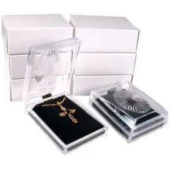 6 Earring Pendant Clear Crystal Boxes Displays