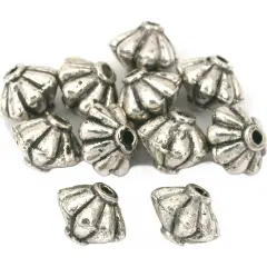 Fluted Saucer Bali Beads Antq Silver Plt 9mm Approx 10