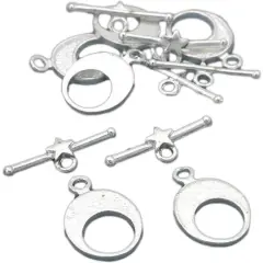 Star Moon Toggle Clasp Silver Plated 13.5mm Approx 6