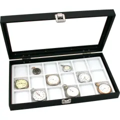 Glass Top Display Case Box 18 Slot White Tray Insert New