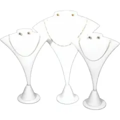 3 White Combo Necklace & Earring Stand Jewelry Display