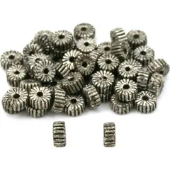 Corrugated Spacer Bali Beads Antique Silver Plated 5mm 50Pcs