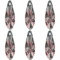Purple Lampwork Glass Pendant Bead Teardrop Flower Pack of 6