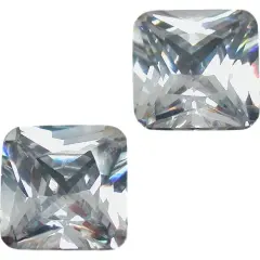 2 White Square Faceted Cubic Zirconia CZ Gem Stone 6mm