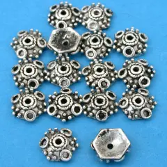 Bali Bead Caps Antique Silver Plated 10.5mm Approx 15