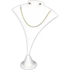 Earring & Necklace Combo Display White Leather Stand