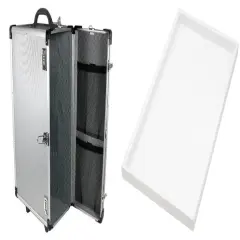 Large Aluminum Rolling Jewelry Carrying Case w/ 24 White Plastic Tray Inserts