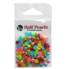 Buttons Galore Flat Back Half Pearls in AB Finish - Multiple Color Assortments - 36 Grams Tiki bar