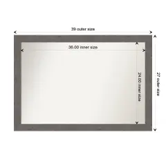 Amanti Art Non-Beveled Wall Mirror, Rustic Plank Espresso Narrow Frame Rustic Plank Grey Narrow Frame