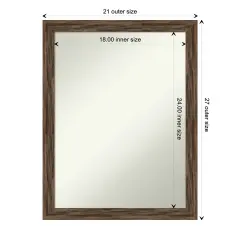 Amanti Art Non-Beveled Wood Wall Mirror, Regis Barnwood Grey Narrow Frame Regis Barnwood Mocha Narrow Frame