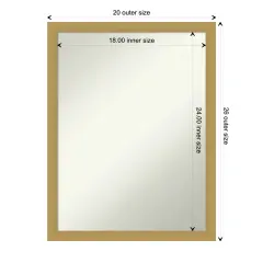 Amanti Art Non-Beveled Wall Mirror, Grace Brushed Narrow Frame Grace Brushed Gold Narrow Frame