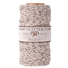 Hemptique 1mm #20 Metallic Hemp Cord Spools Jewelry Bracelet Making Crafting Scrapbooking Bookbinding Mixed Media Crocheting Macrame Gift Wrapping Nat black silver