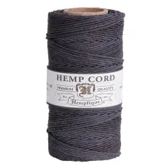 Hemptique 1mm #20 Hemp Cord Spools Jewelry Making Macrame Crochet Crafting Gift Wrapping Dark grey