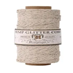 Hemptique 1mm #20 Metallic Hemp Cord Spools Jewelry Bracelet Making Crafting Scrapbooking Bookbinding Mixed Media Crocheting Macrame Gift Wrapping Natural silver
