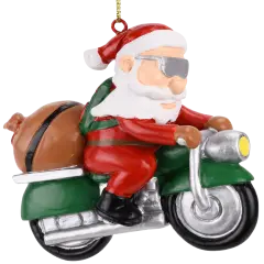 Biker Santa Claus Motorcycle Christmas Tree Ornament