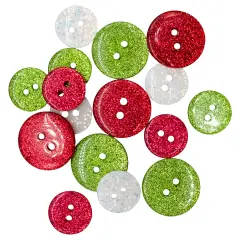Buttons Galore Santa's Sparkle Christmas Buttons for Sewing Crafts Scrapbooking DIY Projects. 48 Glitter Buttons - 3 Packs
