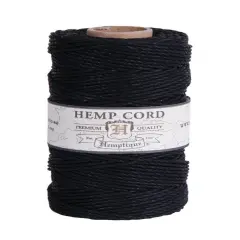 Hemptique 1.8mm #48 Hemp Cord Spools Jewelry Bracelet Making Crafting Scrapbooking Bookbinding Mixed Media Crocheting Macrame Gift Wrapping Outdoor Gardening Black