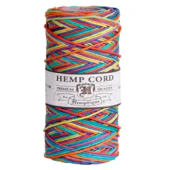 Hemptique 1mm #20 Variegated Hemp Cord Spools Eco Friendly Sustainable Naturally Grown Jewelry Bracelet Making Paper Crafting Scrapbooking Bookbinding Mixed Media Crocheting Macrame Seasonal Holiday Gift Wrapping Outdoor Gardening Rainbow