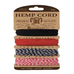 Hemptique 1mm #20 Variegated Metallic & Glitter Hemp Cord Card Set Eco Friendly Sustainable Naturally Grown Jewelry Bracelet Making Paper Crafting Scrapbooking Bookbinding Mixed Media Crocheting Macrame Seasonal Holiday Gift Wrapping Outdoor Garden Poker face