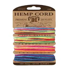 Hemptique 1mm #20 Variegated Metallic & Glitter Hemp Cord Card Set Eco Friendly Sustainable Naturally Grown Jewelry Bracelet Making Paper Crafting Scrapbooking Bookbinding Mixed Media Crocheting Macrame Seasonal Holiday Gift Wrapping Outdoor Garden Variegated 3