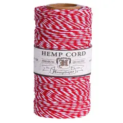 Hemptique 1mm #20 Variegated Hemp Cord Spools Eco Friendly Sustainable Naturally Grown Jewelry Bracelet Making Paper Crafting Scrapbooking Bookbinding Mixed Media Crocheting Macrame Seasonal Holiday Gift Wrapping Outdoor Gardening Red/white