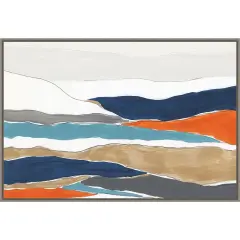 Orange Rolling Hills II by PI Studio 33-in. W x 23-in. H. Canvas Wall Art Print Framed in Grey